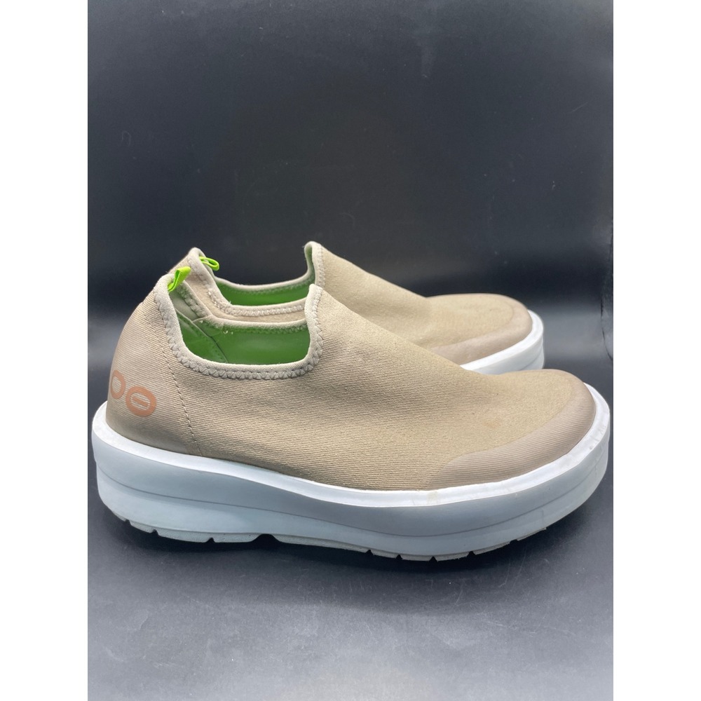 Oofos OOmg eeZee Canvas Low Sand Beige Recovery Shoes Womens Size 6 EU 37